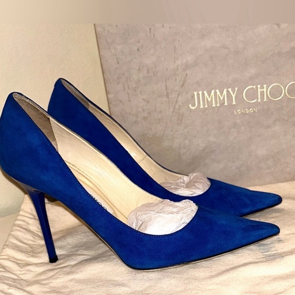 Jimmy Choo Navy Blue Pump Aegean Suede - Picture 10 of 10